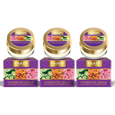 Vaadi Herbals Under Eye Cream, Almond Oil and Cucumber Extract, 30g x 3